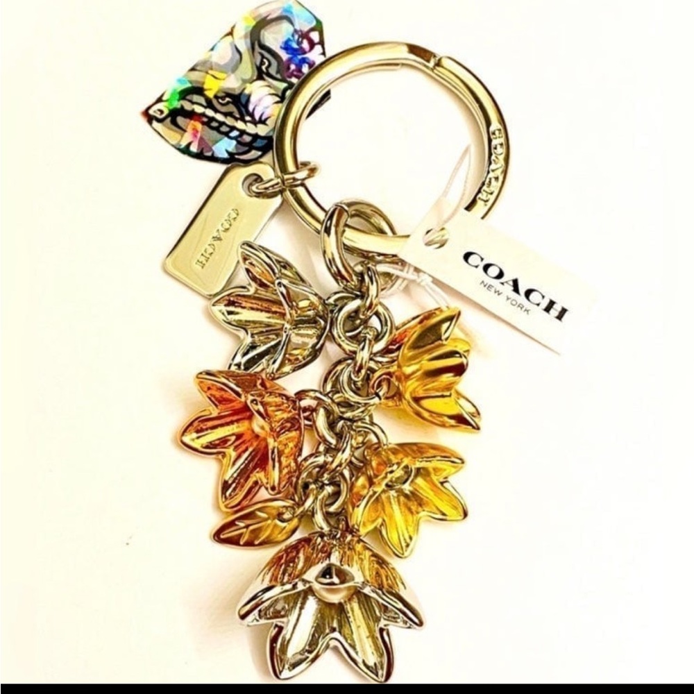RARE Coach Tea Rose Charm Keychain/ Bag Charm